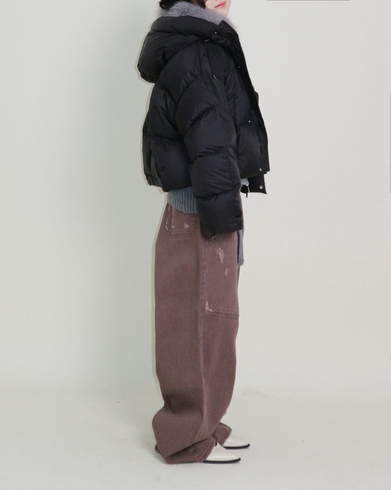 Out String Winter High-Neck Duck-Down Padded Jacket (Light Padded)