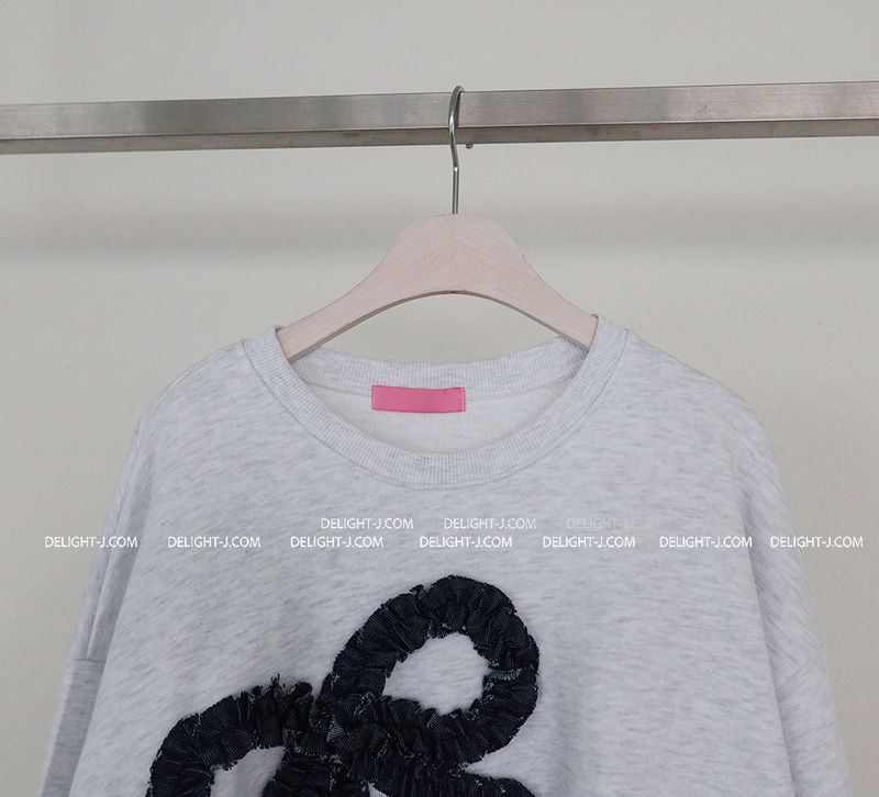 denim ribbon oversized fit sweatshirt