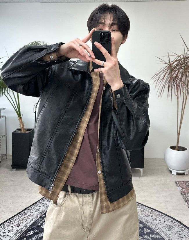 Mayden Crop Leather Jacket