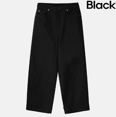 Back Button Wide Cotton Pants