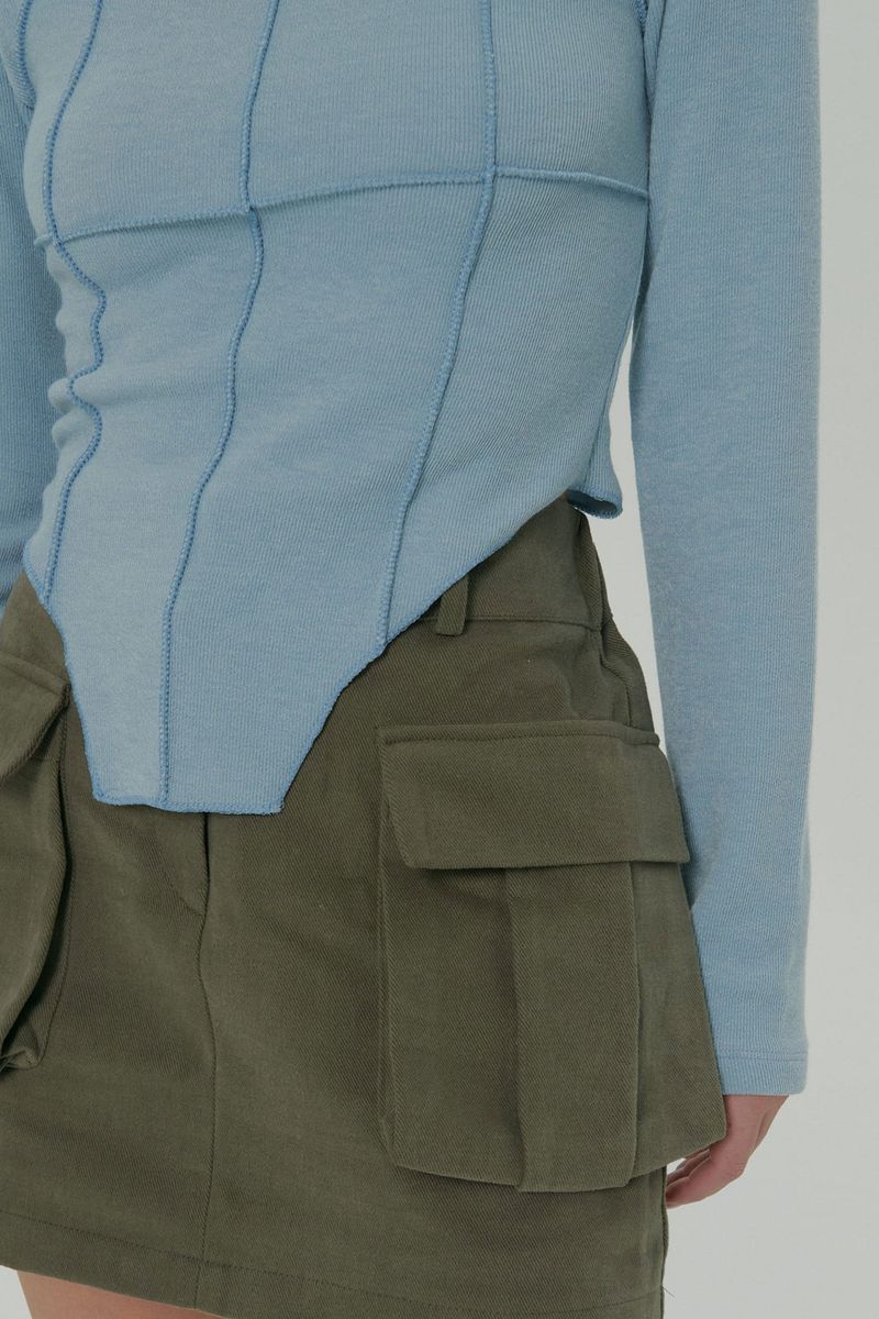 SOFT SQUARE NECK TOP / SKY BLUE