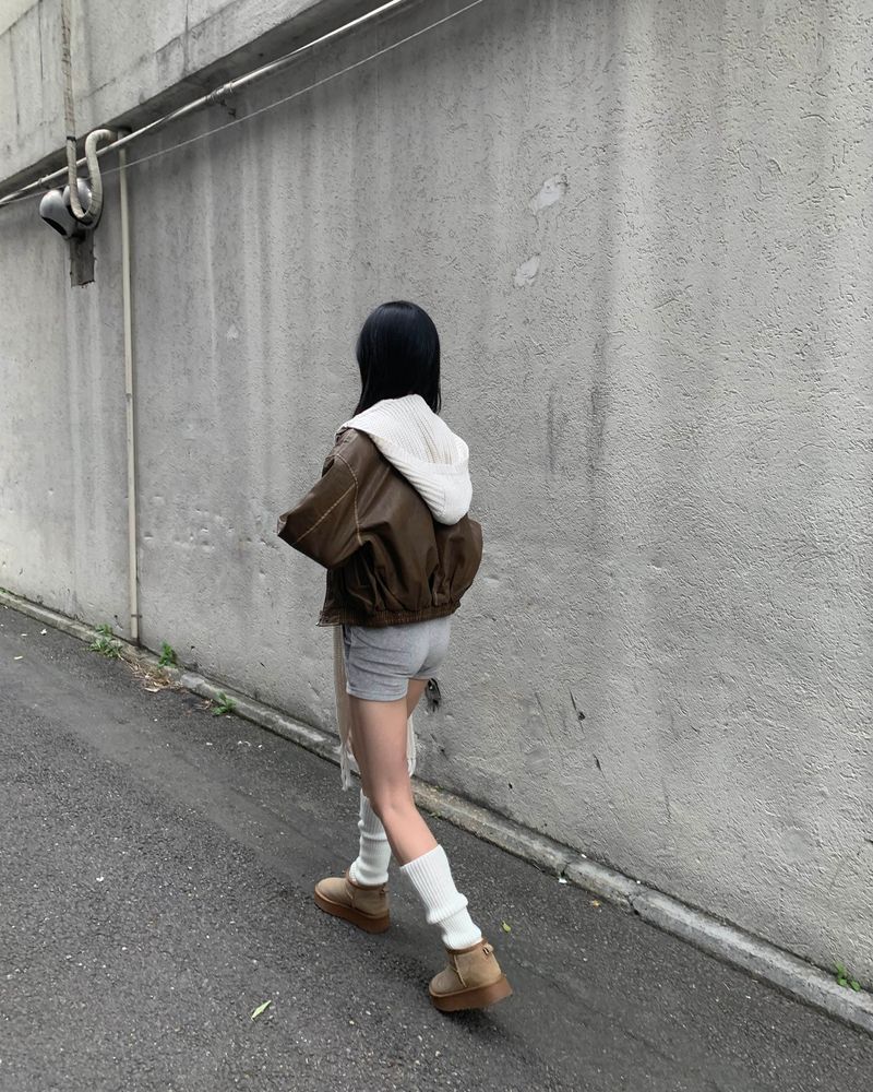 Fold leather jacket