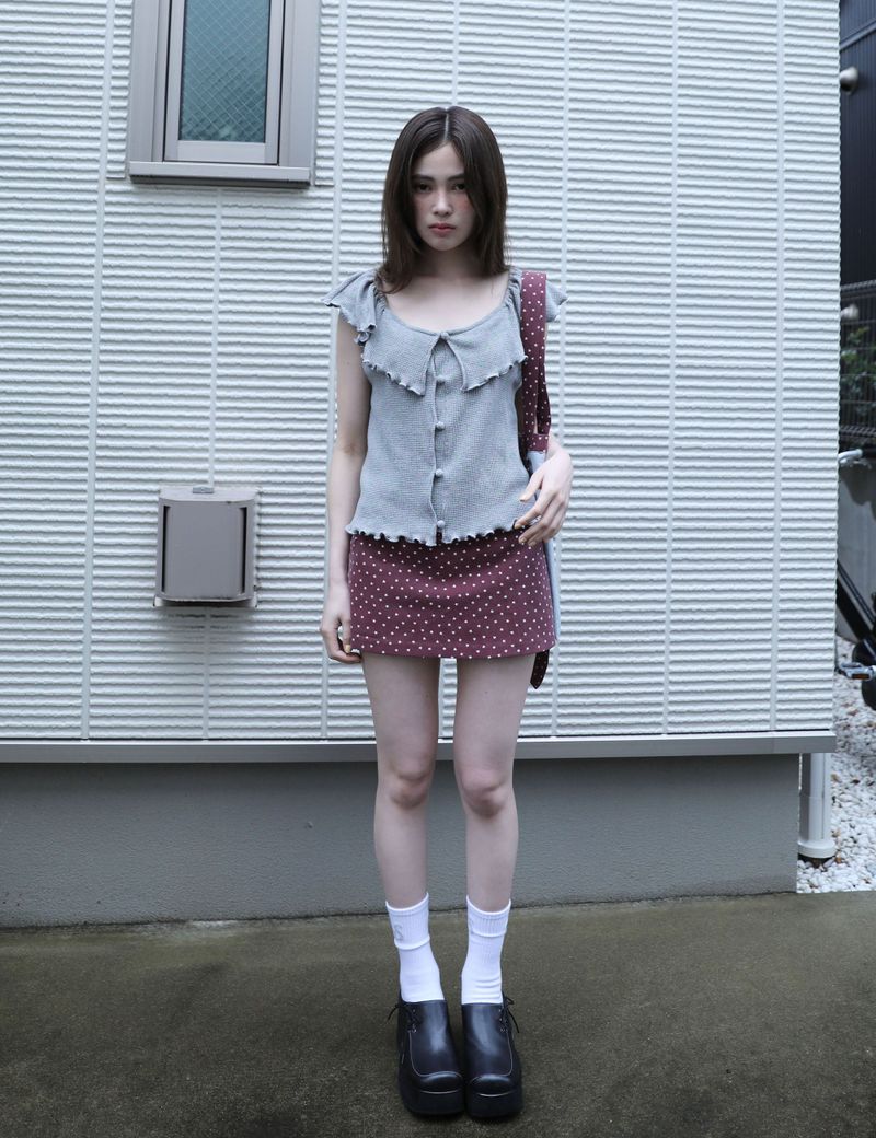 UGLYSHADOW（アグリーシャドウ）の「PIGMENT STAR MINI SKIRT(BURGUNDY)（Skirts）」