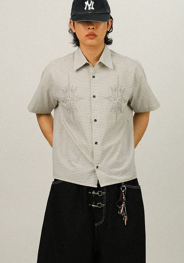SEMIKAJI(セミカジ)の「RE STAR Check Crop Shirts(Tops)」