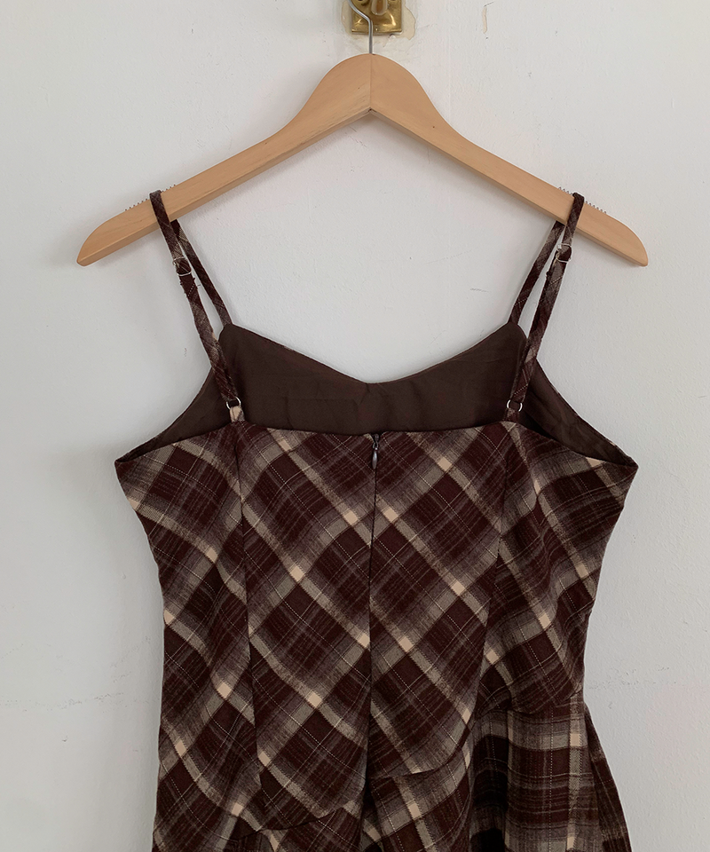 Mute Unbalanced Bustier Checkered Dress