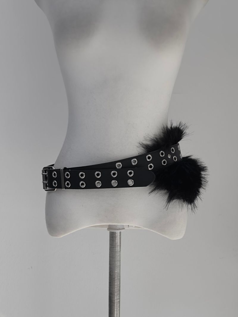 eyelet fur belt (2color)