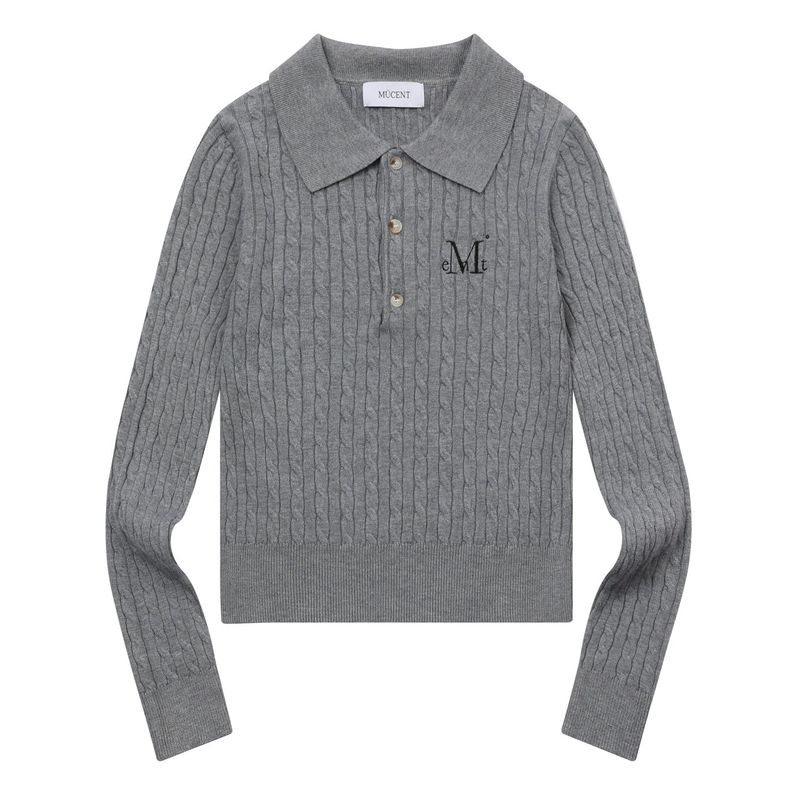 LEMELO COLLAR-NECK BUTTON CROP KNIT (3COLOR)