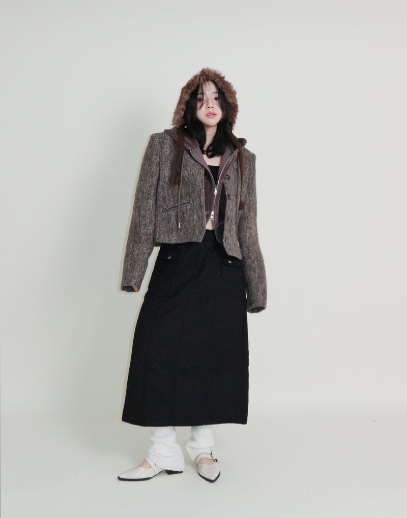 Linda Brush Mohair Crop Long Sleeve Jacket