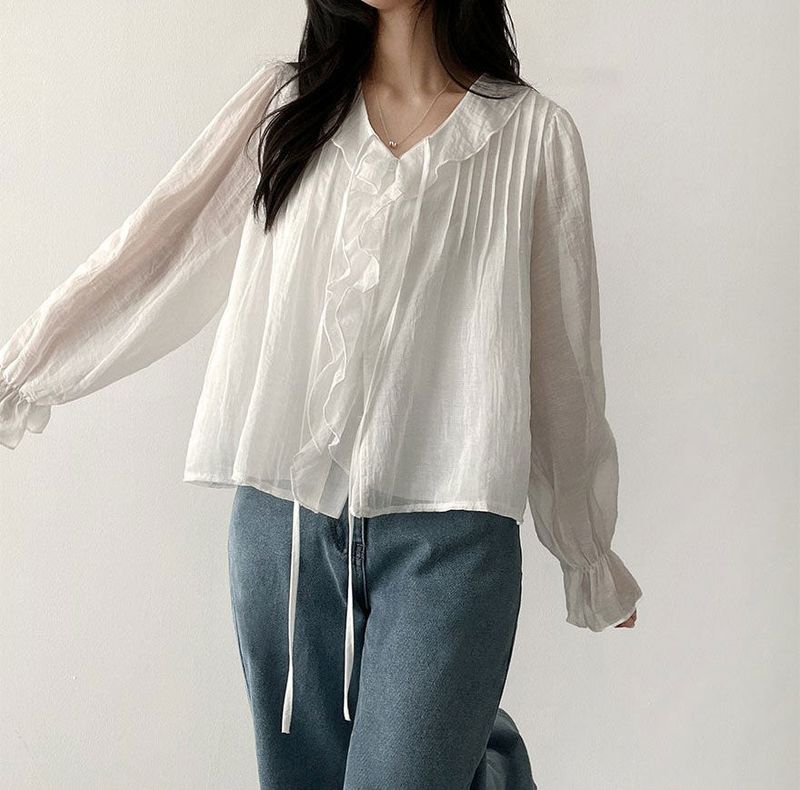 Poen puff string frilled blouse