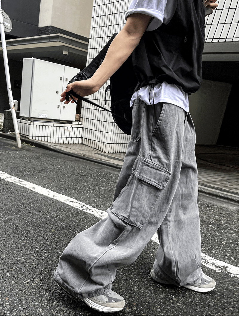 Pigment Balloon stitch Cargo Denim Pants