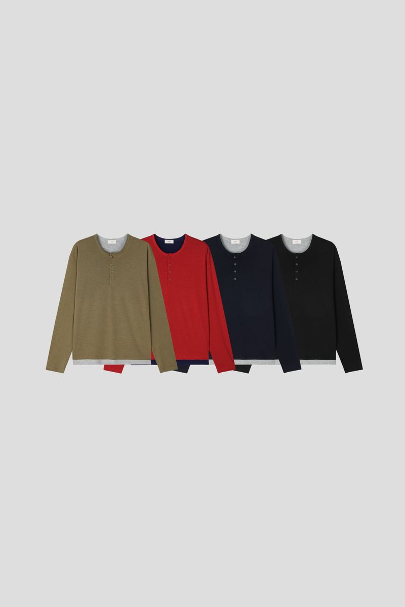 Paul Layered Henley Neck Long Sleeve