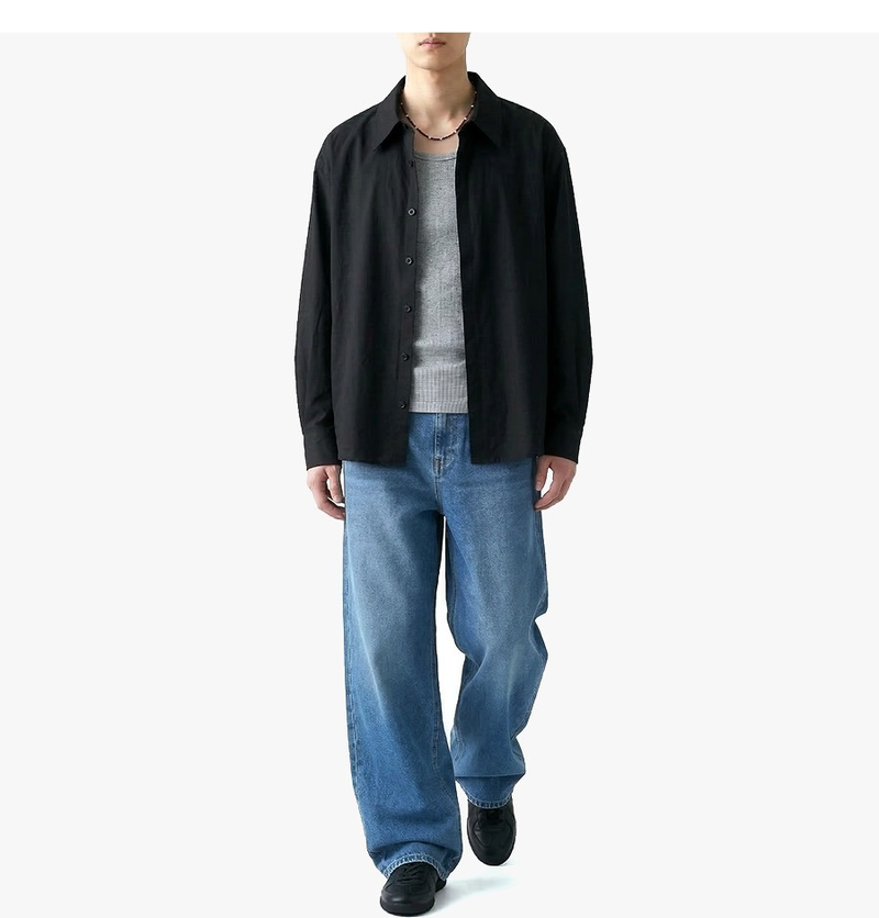 Overfit Stretch Crop Shirt Black