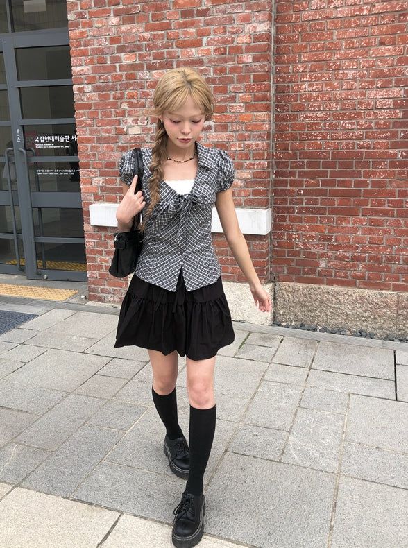 Mien Tiered Banding Mini Skirt