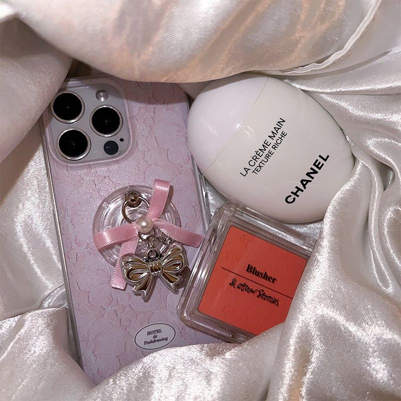 [Handmade] Winter pink phone grip (beads tok)