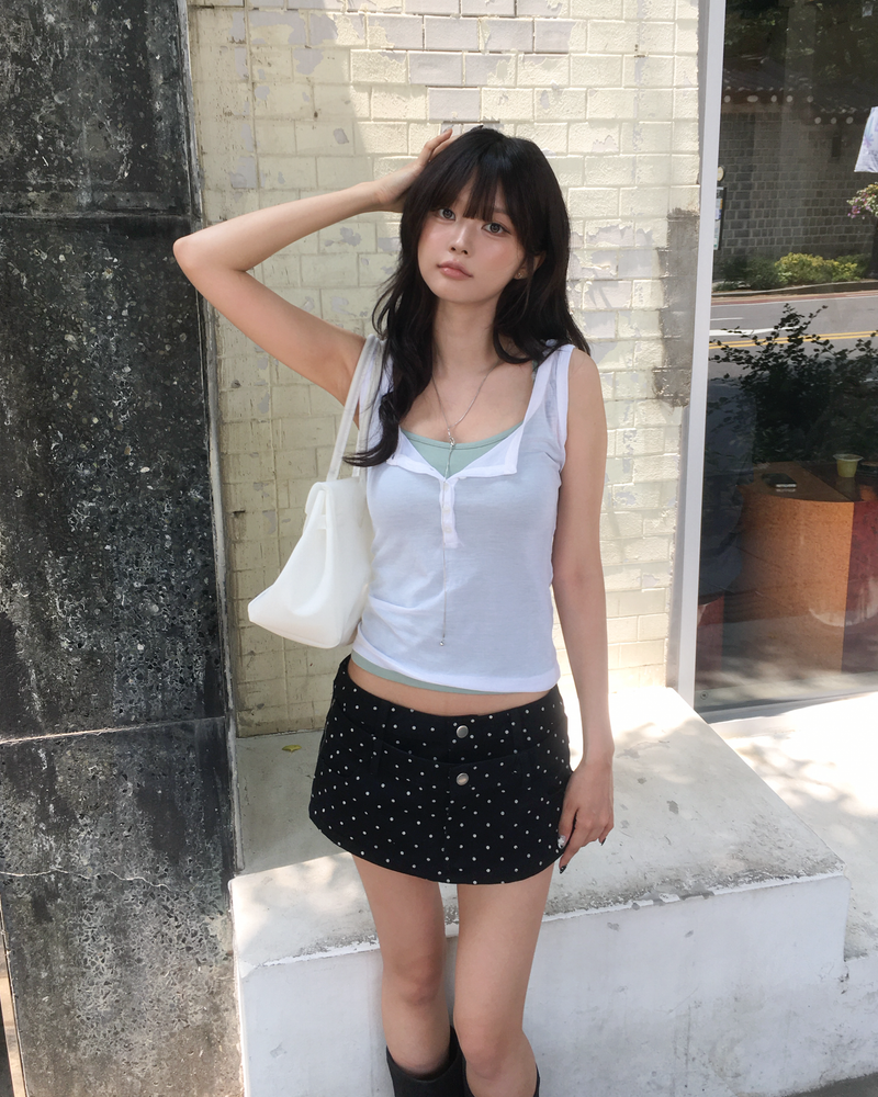 Tencel button sleeveless