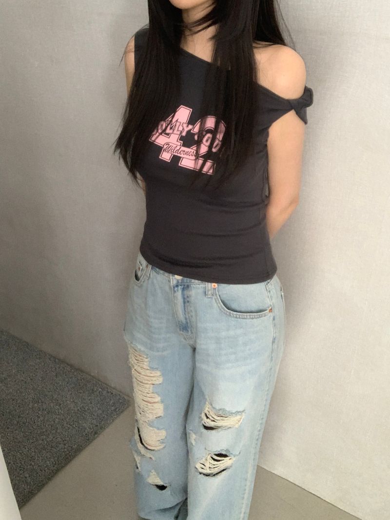 Brandon Distressed Wide-Leg Pants