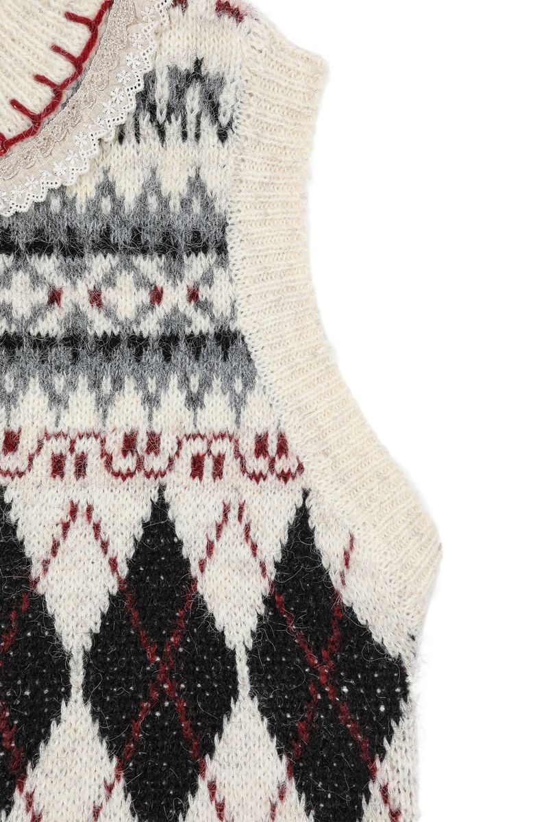 Argyle Lace Vest [Ivory]