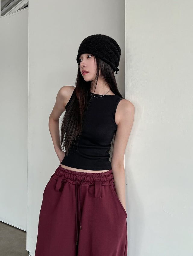 [U-BASIC] Lensi Ribbed Boat Neck Sleeveless