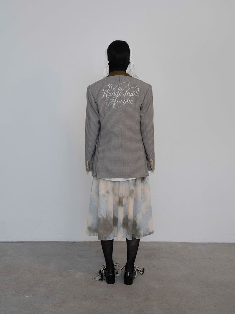 Warm Grey Check Breasted Jacket