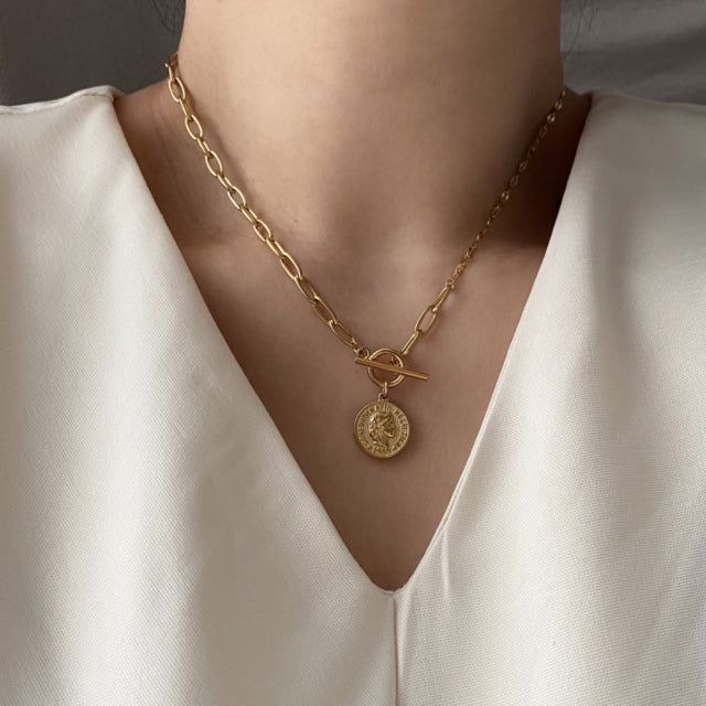 Acer rojo(アセルロジョ)の「al Elizabethan coin toggle bar chain simple necklace(Accessories)」