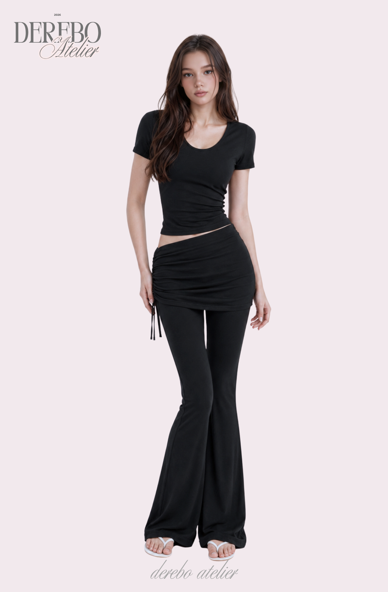 Liiv short-sleeve cap training shirring pants set (LONG PANTS)