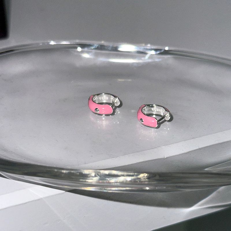 [925silver] Pink epoxy mini earring