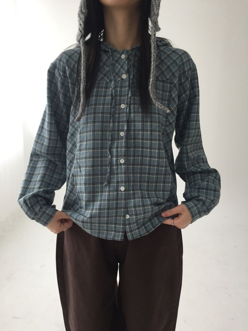 DUGGY(ダギー)の「Cotton checked hooded shirt(Tops)」