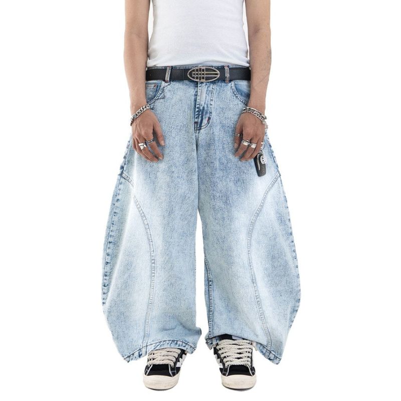 A1 Wide Barrel - Grain Dual Ice Blue - Celana Jeans