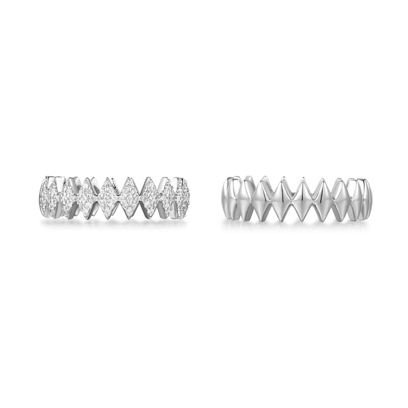 [Worn by NCT DREAM MARK]Half Pave Sparkle Silver +Rhodium Plating Ring R061-04H