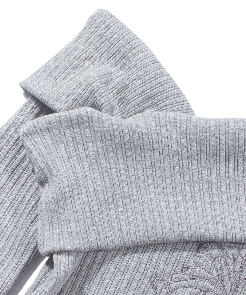 UNBALANCED OFF-SHOULDER TOP_Melange Gray