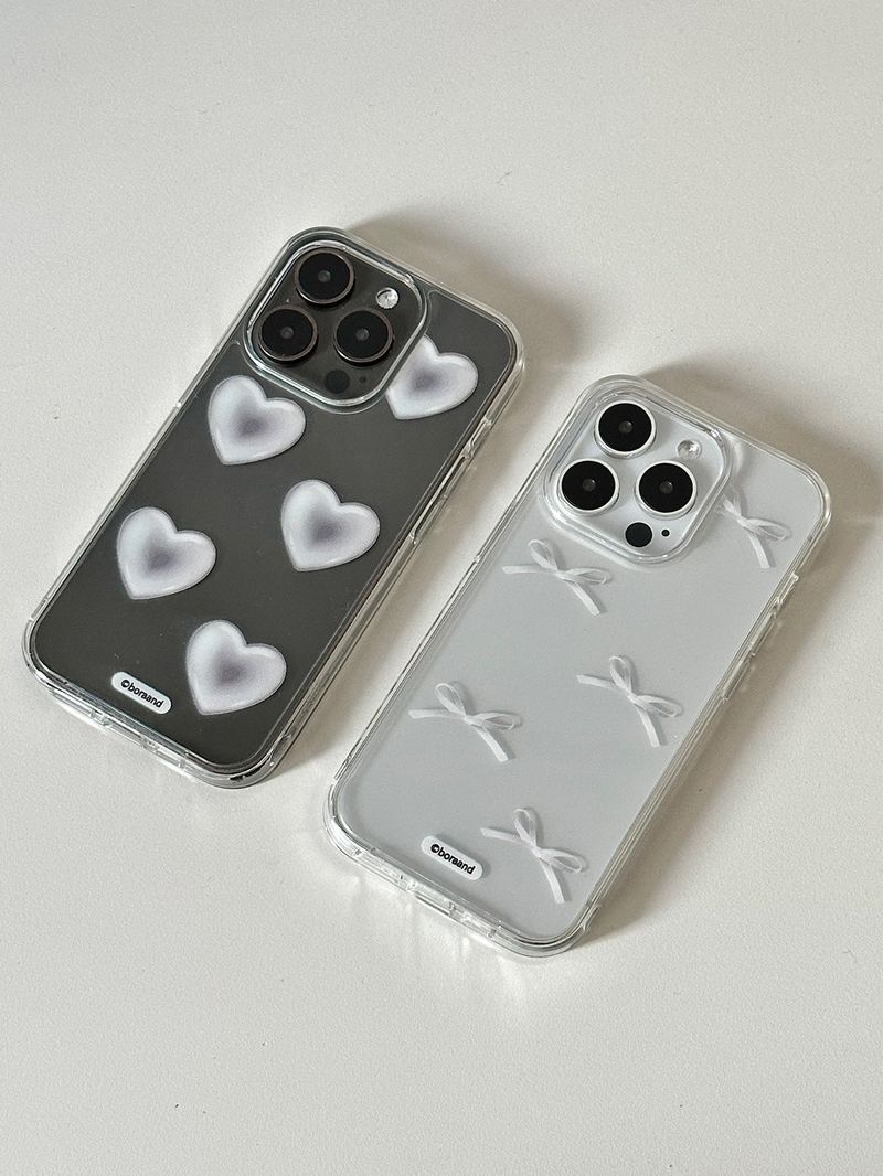 Silver Heart Ribbon Jell-hard case