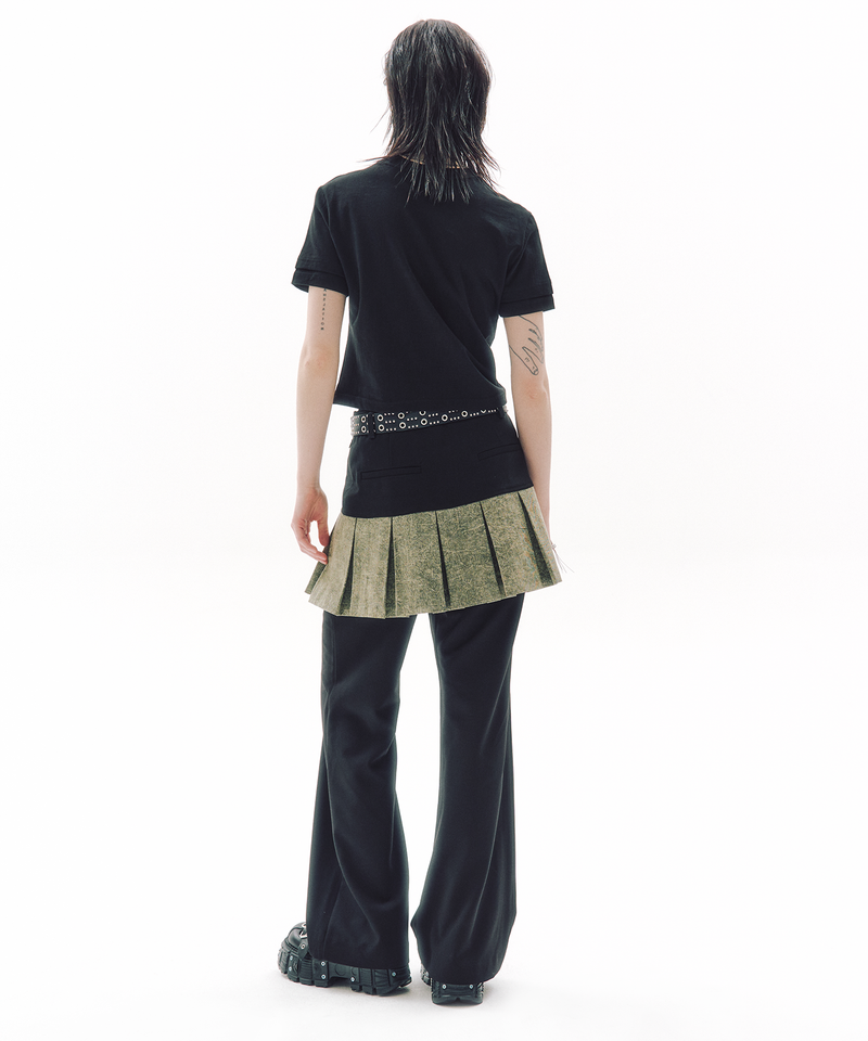 TWIN CUFF CROP T-SHIRT