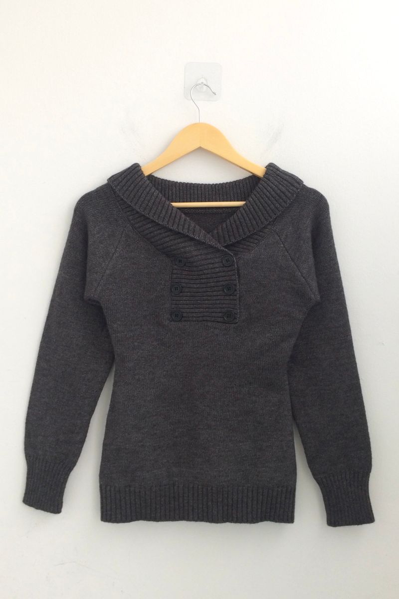 button shawl collar knitwear