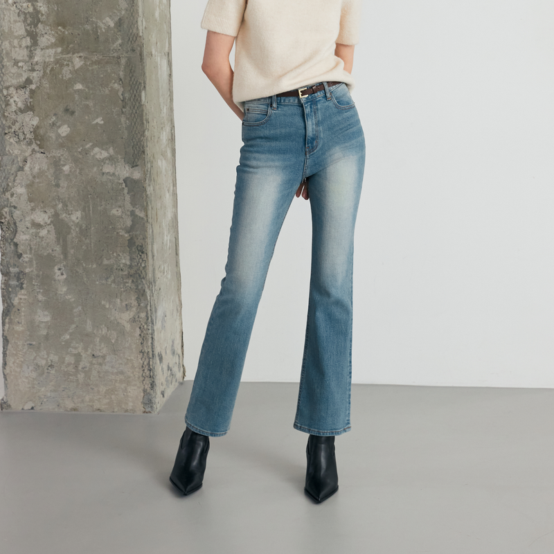 Ash blue semi boots cut - A003