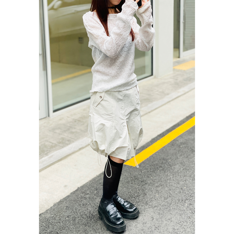 PUMPKIN STRING SKIRT : IVORY