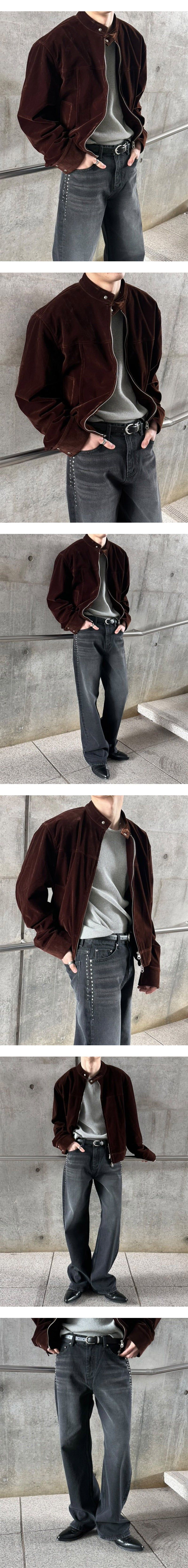 [S/F] Suede crop biker jacket(2color)
