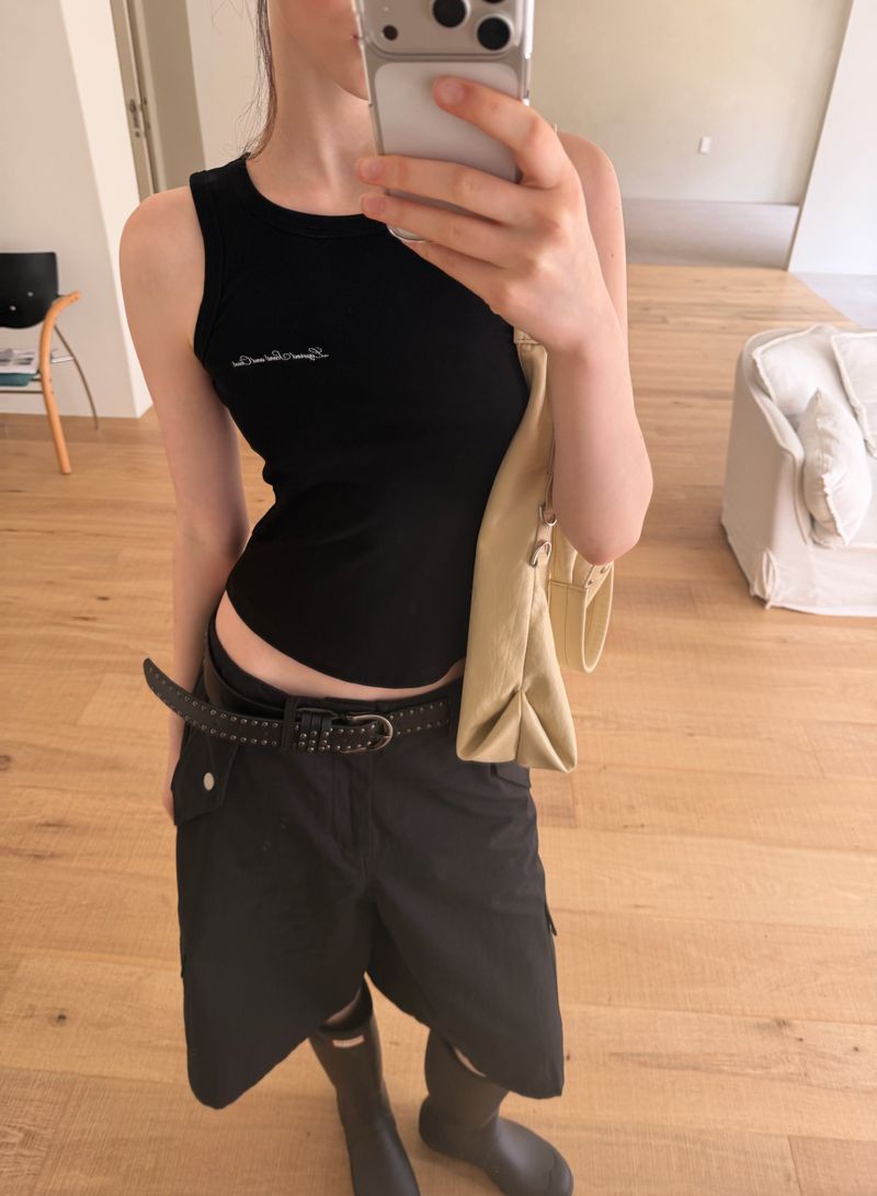 [ORIGINAL] Rocker Lettering Ribbed Sleeveless