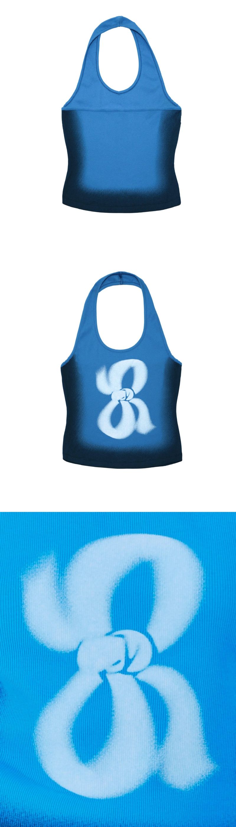 Halter printing top_ocean blue