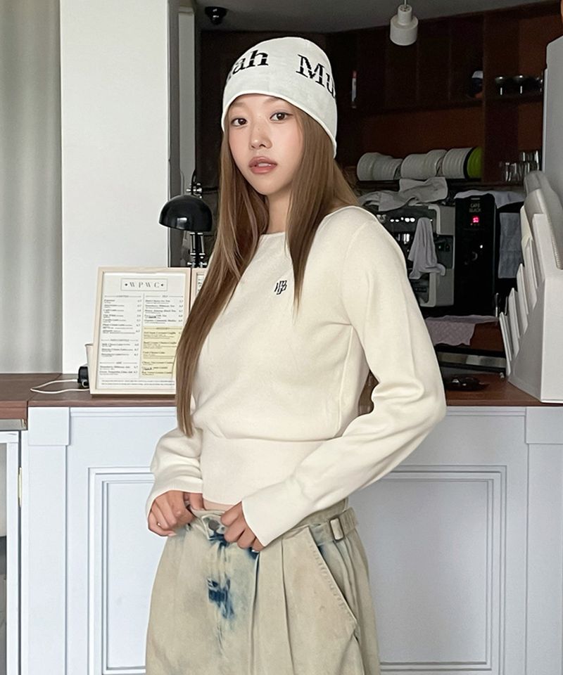 STITCH LOGO SOFT BOATNECK KNIT