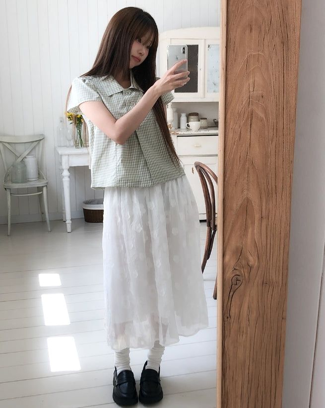 Linky Check Puff Blouse