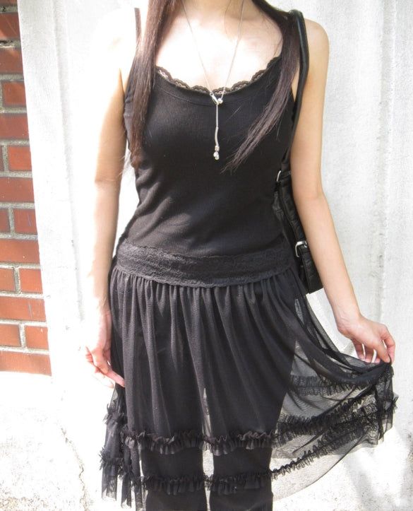 Chican Lace Frill Ribbed Slim Sleeveless