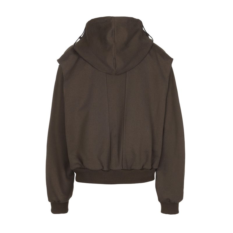 LAYERED STRING HOODIE ZIP-UP [BROWN]