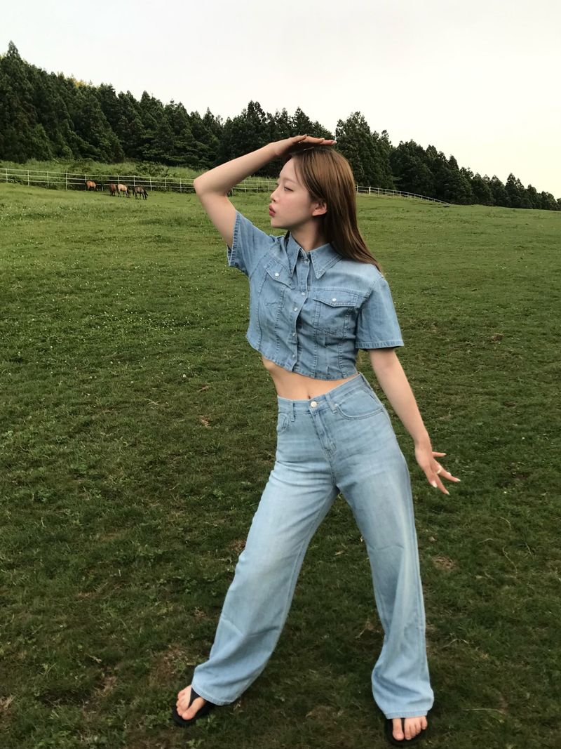Horizon denim set up pants
