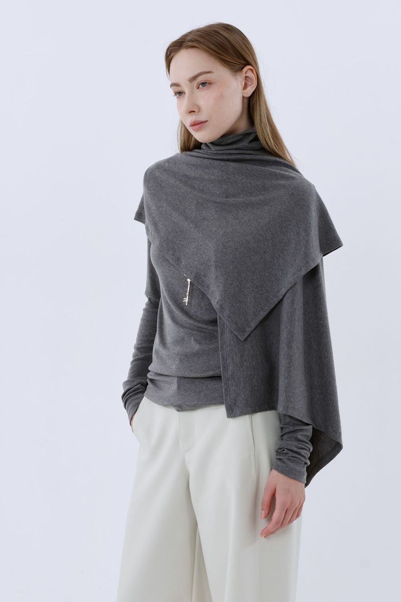 CAPE T-SHIRT COMBI SETUP_CHARCOAL