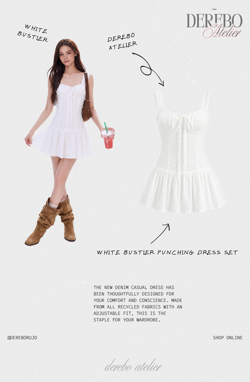 White Bustier Punching Dress Set