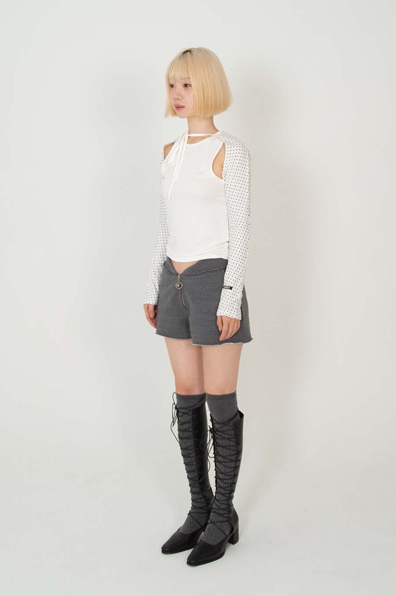 ネックストラップTシャツ_DOT WHITE