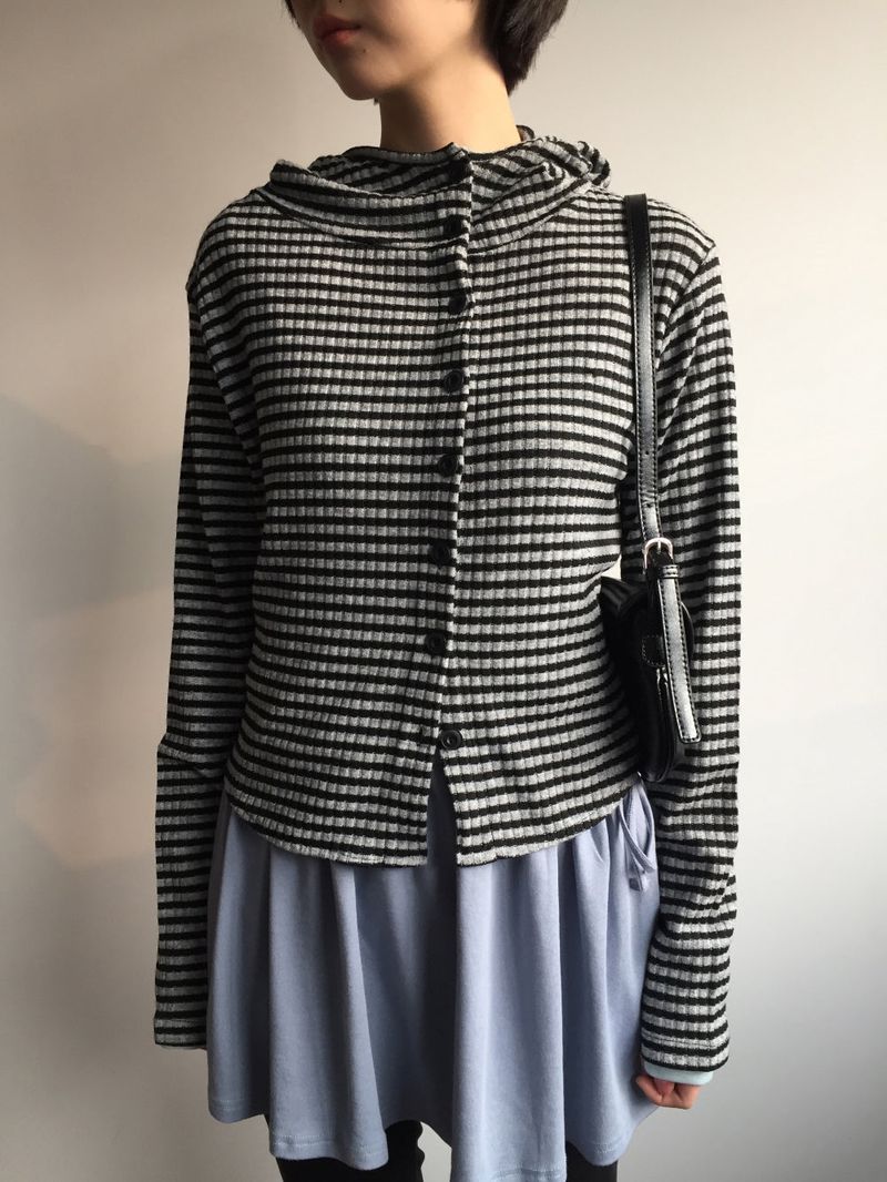 Alto high-neck hooded cardigan (2color)