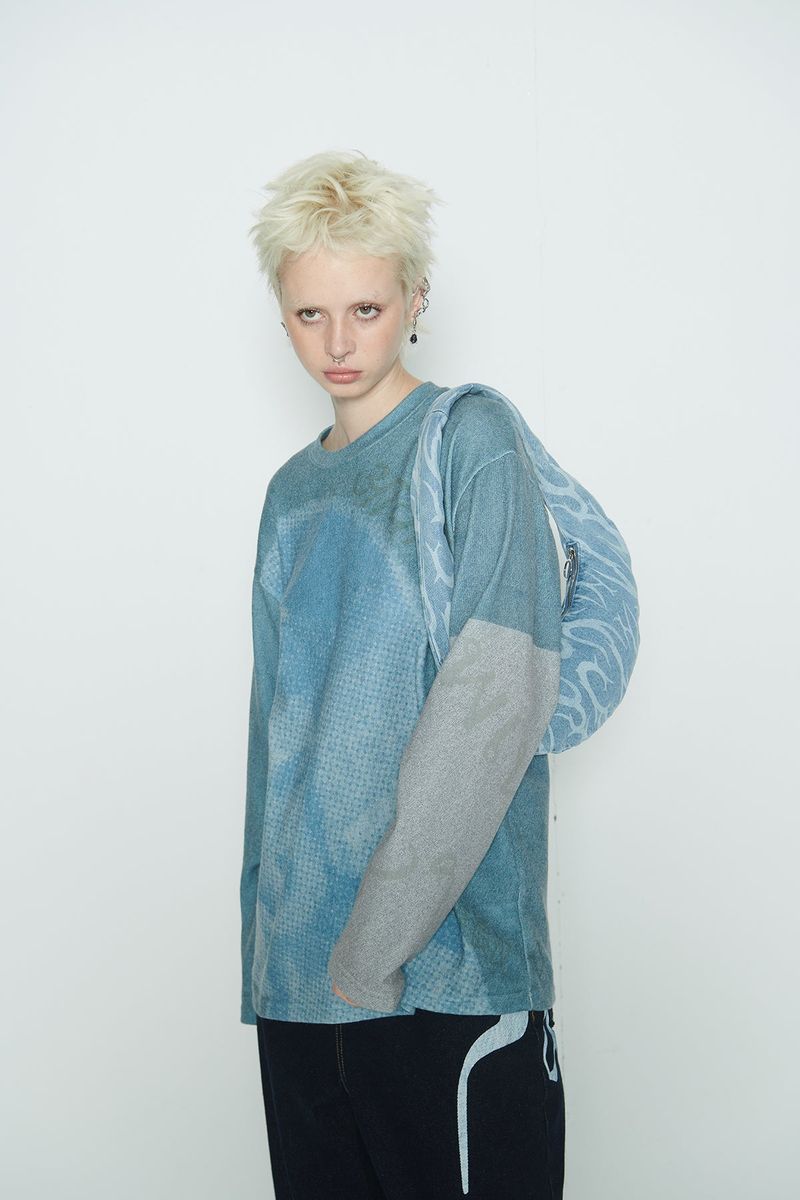 Tribal Denim Hobo Bag Light Blue