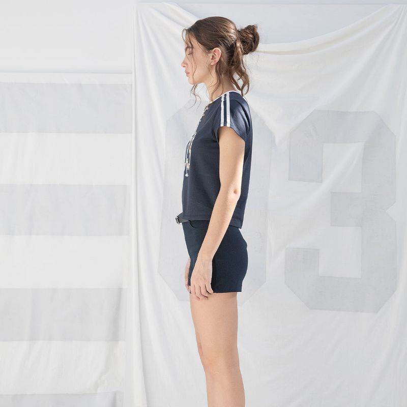 SPORTY LACE-UP T-SHIRT (NAVY)