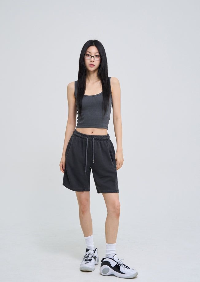 [U-BASIC] Roel Pigment Ribbed Tank Top